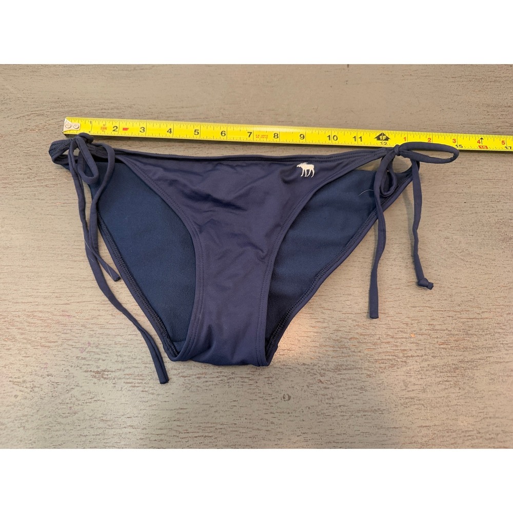 Abercrombie & Fitch Navy Blue Side Tie Bikini Bottoms Small Embroidered Moose